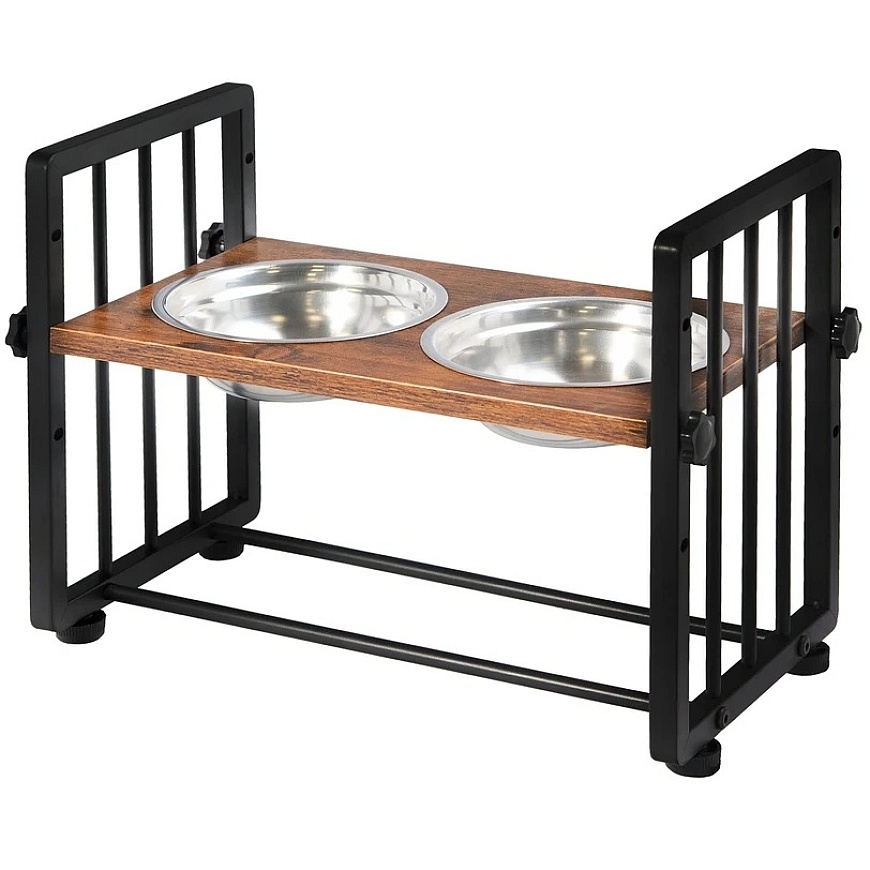 ATL DA812A Adjustable Stand for 2 Dog Bowls, Wood Color – 3