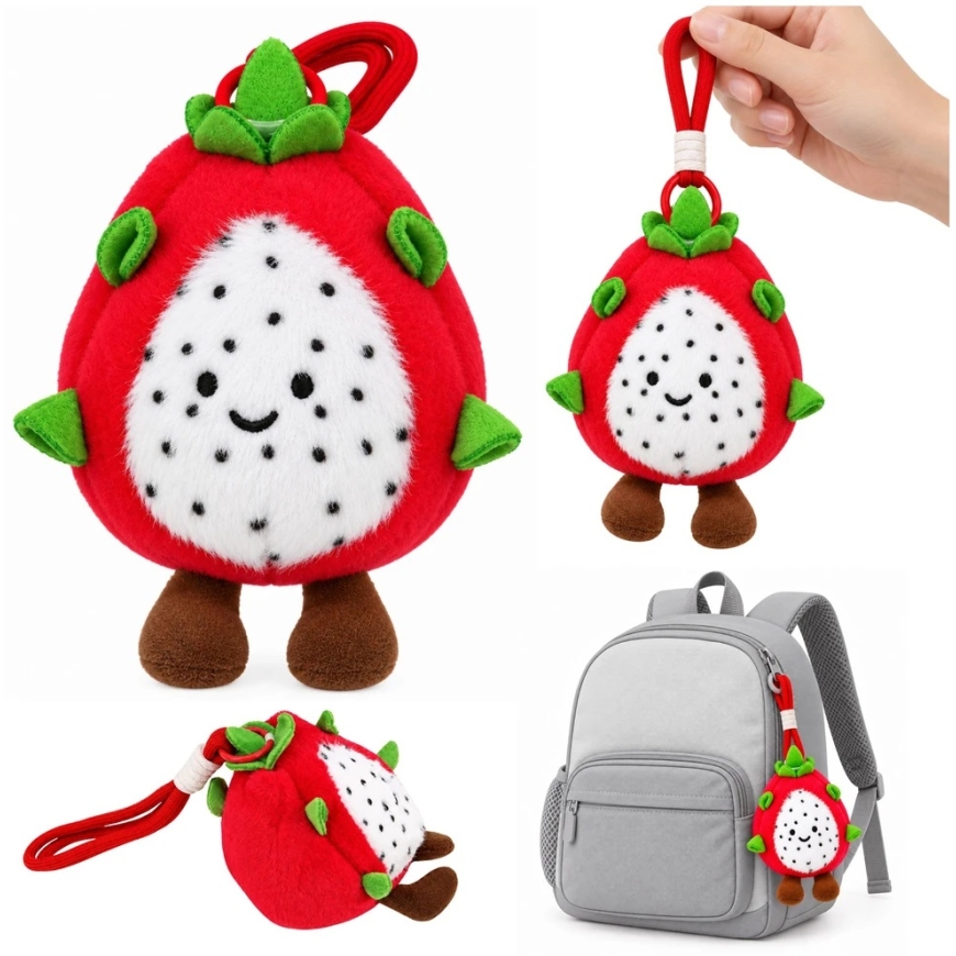 Lean Toys Plush Pendant Dragon Fruit Pitaya with Carabiner 12 cm – 2