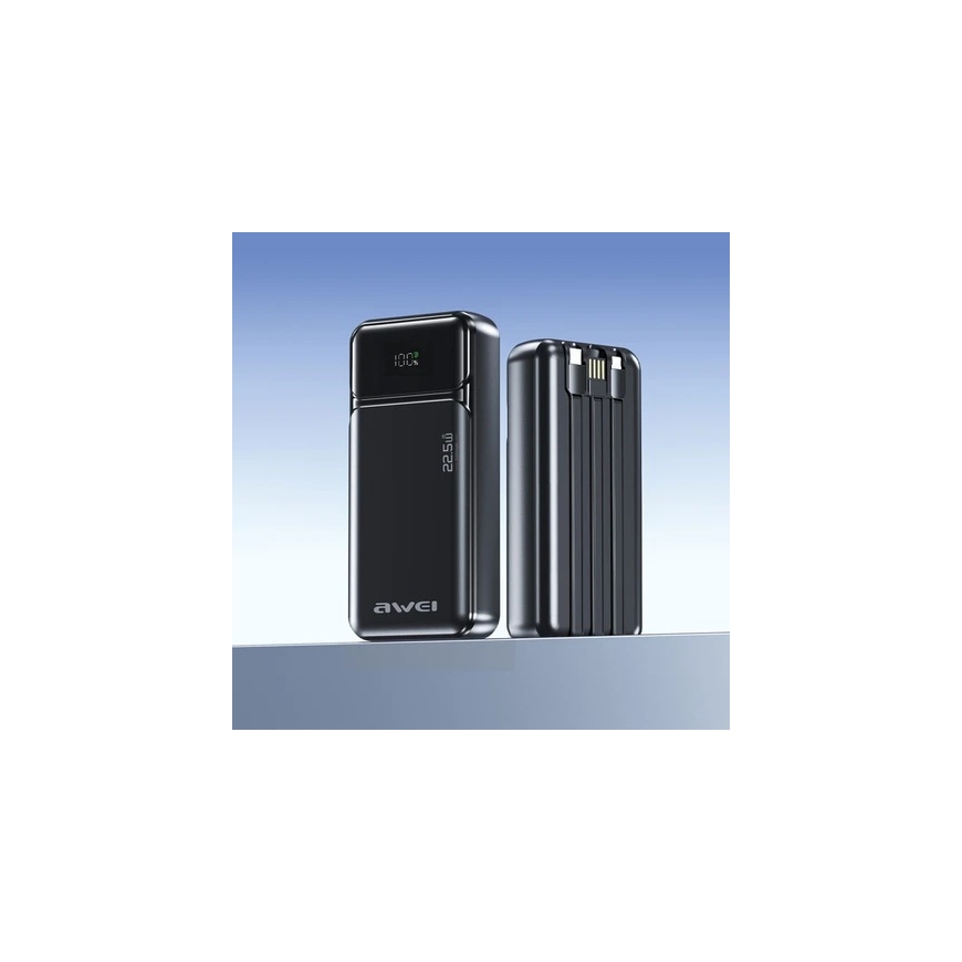 Ulkoakku Awei PA-93 20000mAh 22,5W PD 2xUSB-C + kaapeli musta – 5