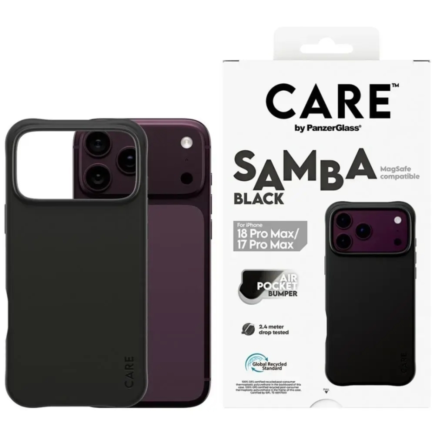 CARE by PanzerGlass Samba -puhelinteline MagSafe-tuen kanssa iPhone 18 Pro Max:lle | iPhone 17 Pro Max musta