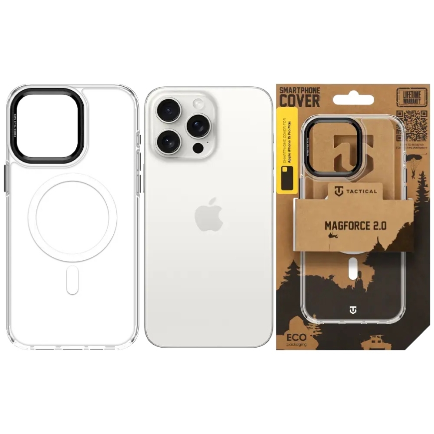 Tactical MagForce 2.0 phone case with MagSafe support for iPhone 15 Pro Max transparent black – 5