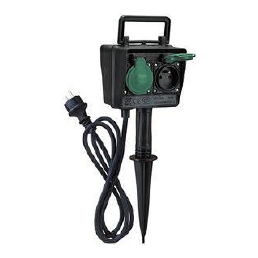 Solight garden pole IP44 2 sockets + timer switch