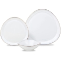 King Hoff Plates Glasses Set, 18 pcs (for dinner, dessert, soup), opal, white with gold decorations, kinghoff, kh-2036