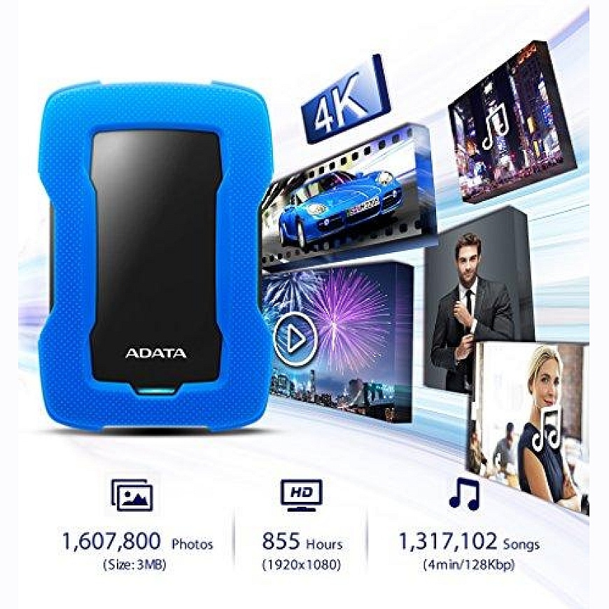 ADATA HD330 Kiintolevy | 2000 GB | 2,5 tuumaa | USB 3.1 | Sininen | Erittäin ohut ja suuri kapasiteetti kestävä HDD, kolme ainut – 3