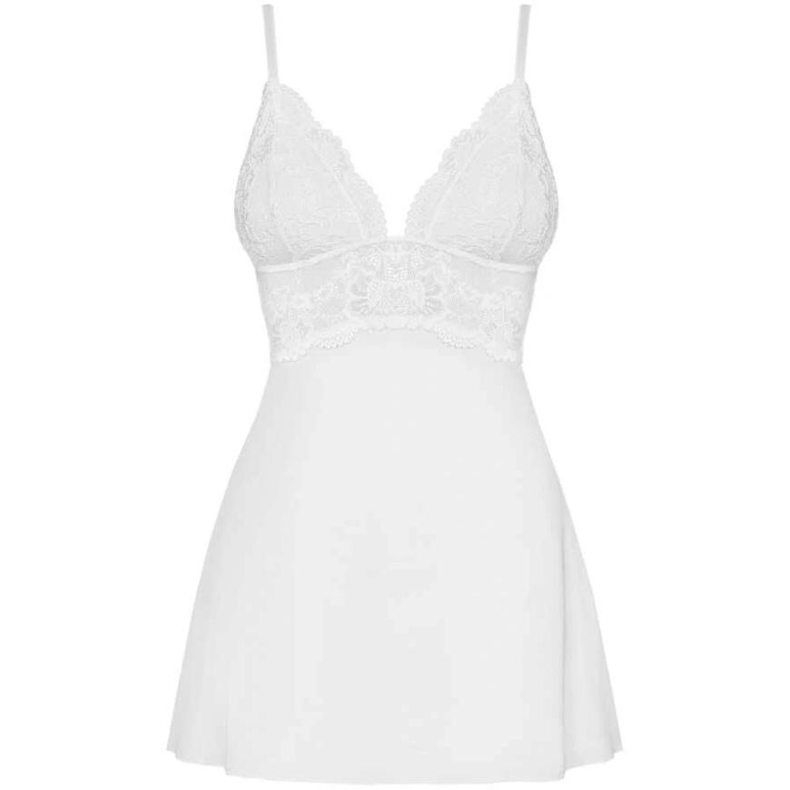 Obsessive - 810-BAB-2 Babydoll & Thong White S/M – 2