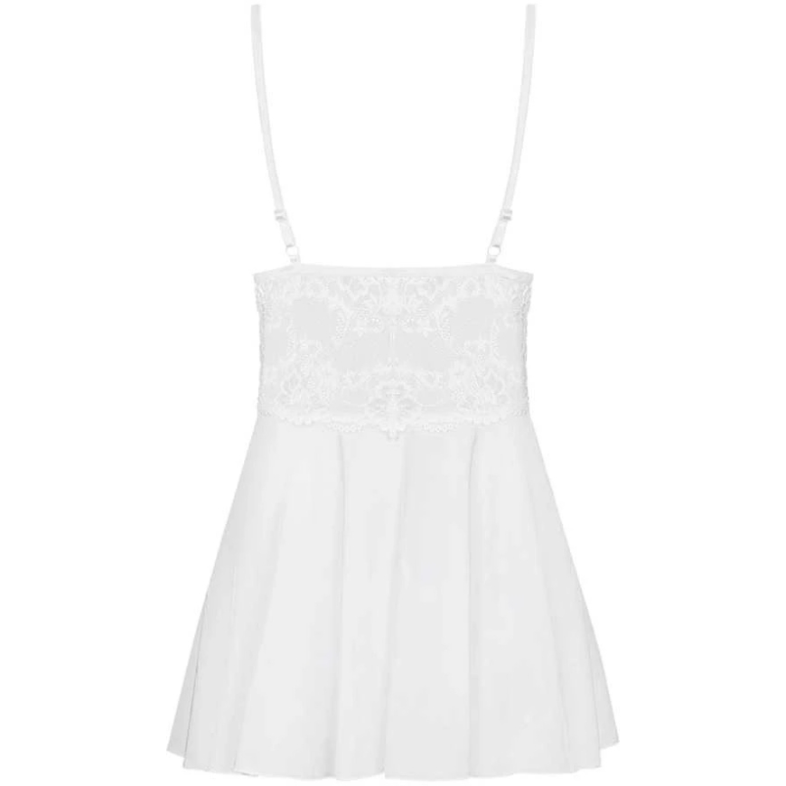 Obsessive - 810-BAB-2 Babydoll & Thong Baltas S/M – 3