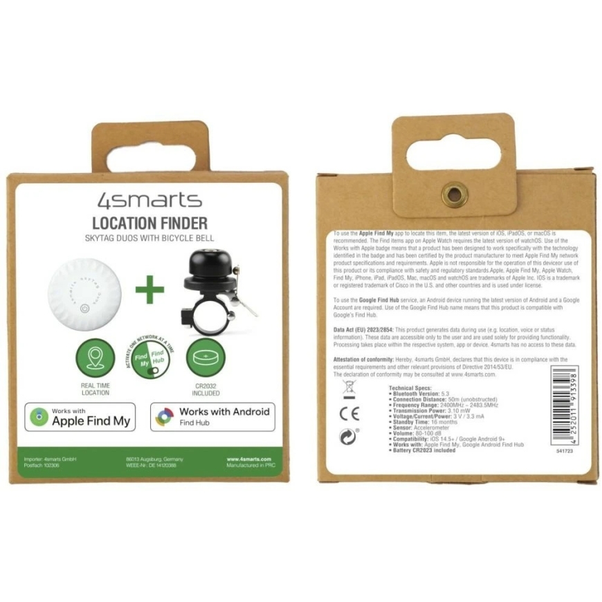 4smarts SkyTag Duos melnā velosipēda zvana turētājs – 3