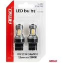 Светодиодные лампочки стандарт 7440 WY21W 3030 15SMD оранжевые 12V 24V amio-04997 Светодиодные лампочки стандарт 7440 WY21W 3030 15SMD оранжевые 12V 24V amio-04997