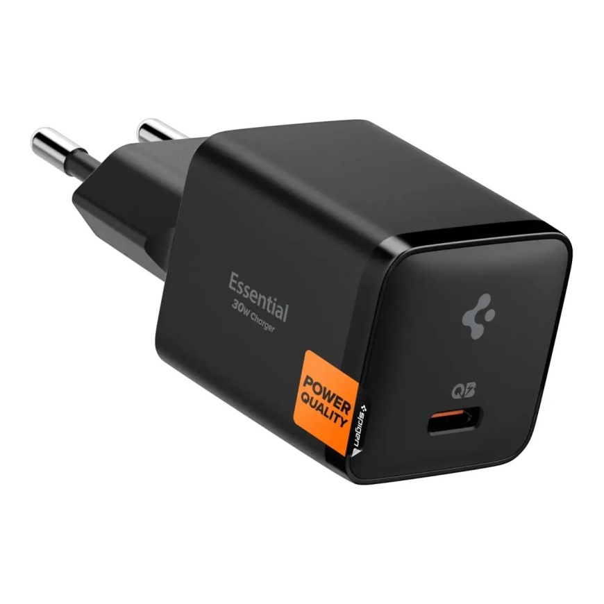 Зарядное устройство Spigen Essential 30W, EE301EU, полностью черное
