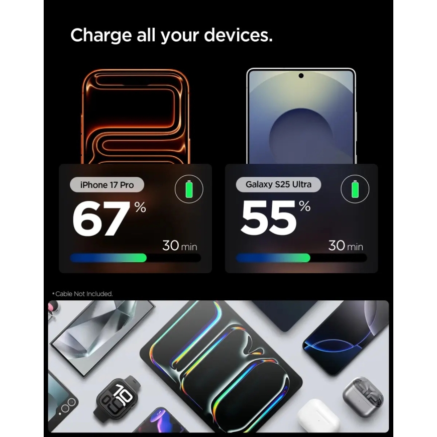 Spigen Essential 30W sieninis įkroviklis EE301EU, visiškai juodas – 4