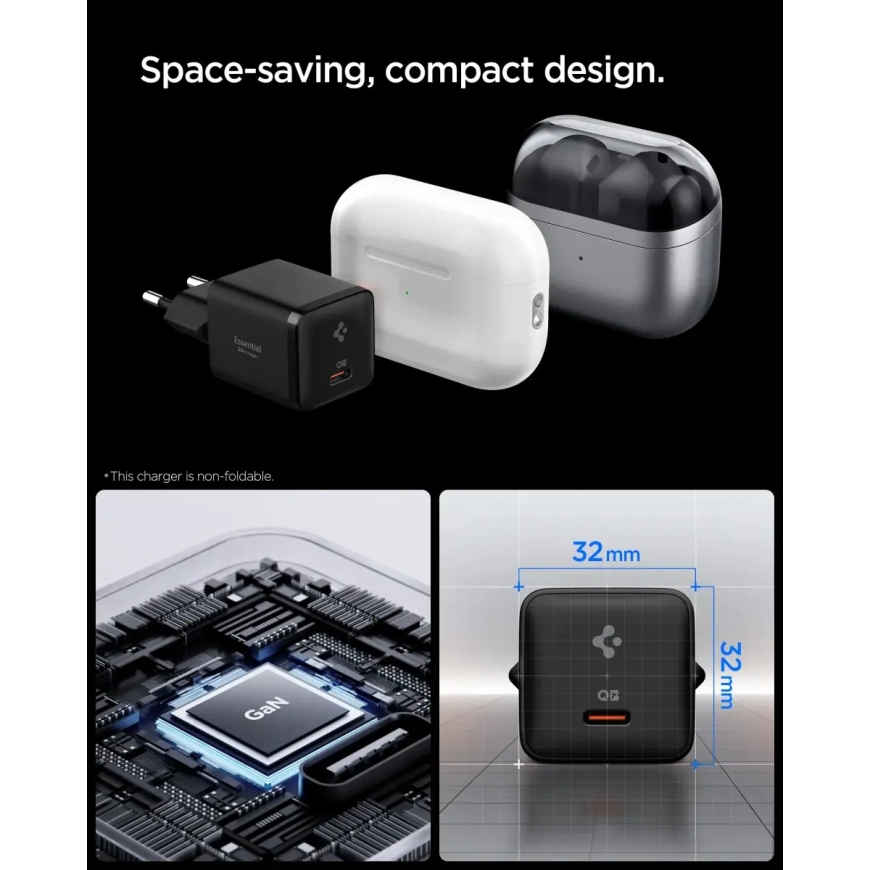 Spigen Essential 30W seinälaturi EE301EU, täysin musta – 5