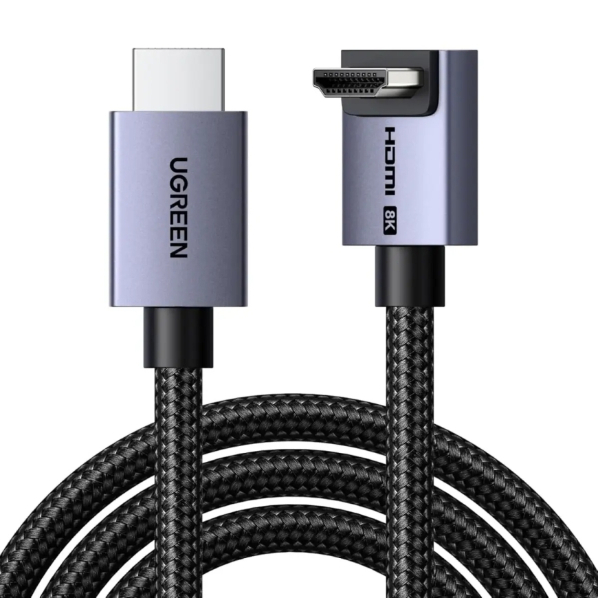Кабель HDMI-HDMI (угол) 2м (HDMI 2.1 8K@60Hz 48Gbps) черный HD188 UGREEN
