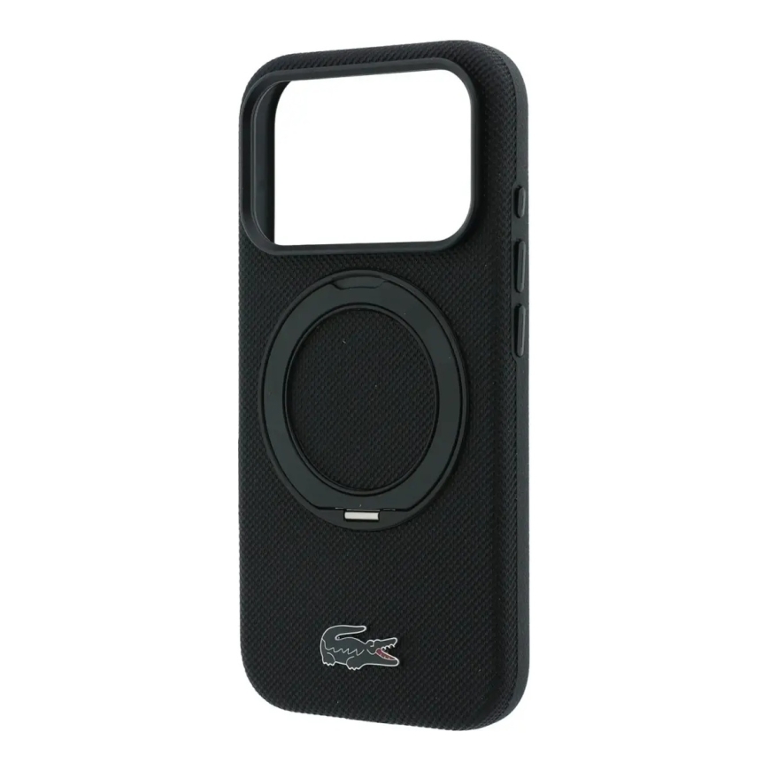 Lacoste Petit Pique Semi Wrap Ring Stand telefoni ümbris alusega ja MagSafe toega iPhone 18 Pro Max must – 4