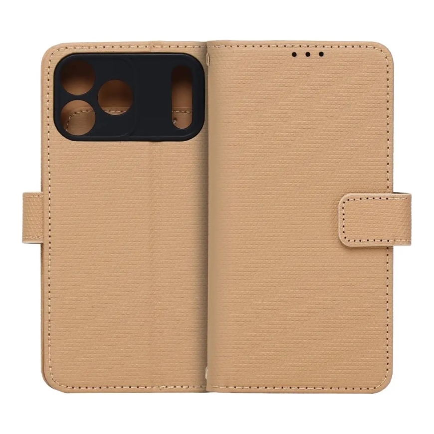 Smart Triangle book type phone case for iPhone 17 Pro Max brown