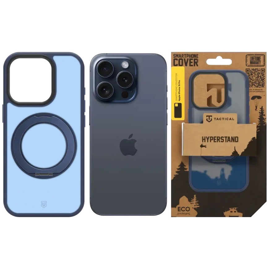 Taktinė MagForce Hyperstand dėklas Apple iPhone 15 Pro giliai mėlynas – 4