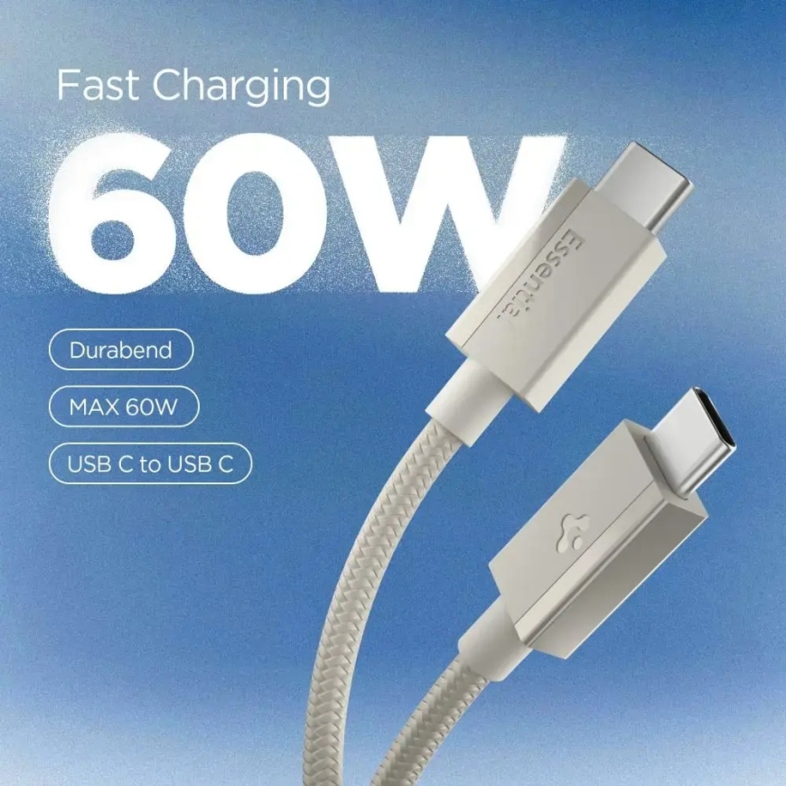 Spigen EB6015CC tiedonsiirto- ja latauskaapeli | USB-C to USB-C | 60W | 1,5 m | harmaa – 2