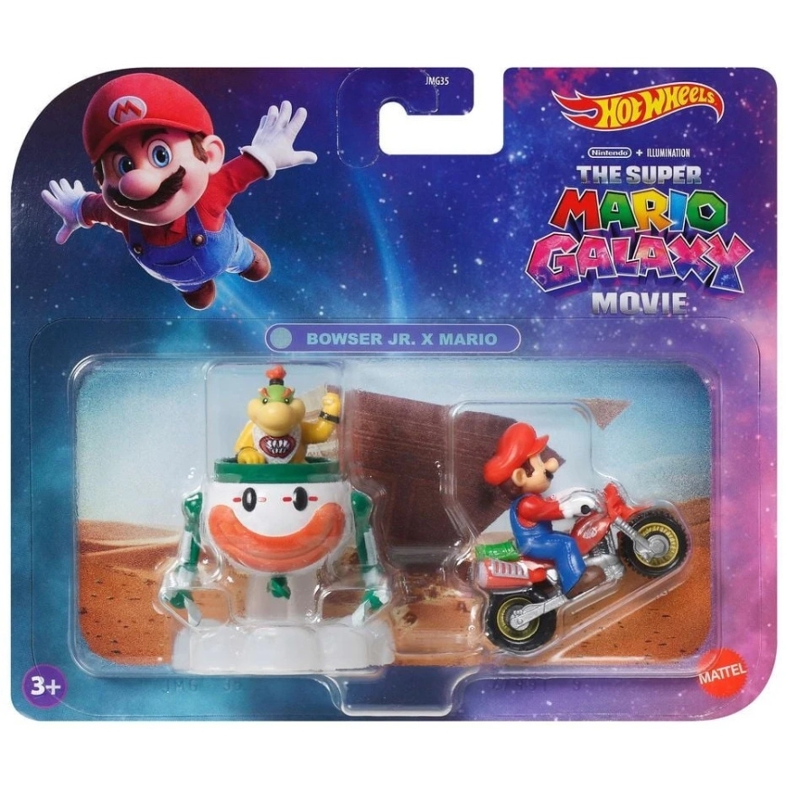 Mattel Hot Wheels Super Mario Galaxy Bowser Jr. & Mario -figuuripaketti