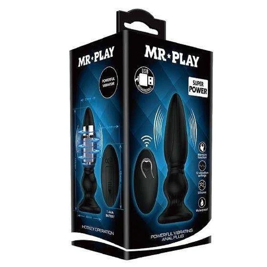 "Mr Play Strong" вибрирующий перезаряжаемый анальный влог, 12 см, 12 режимов