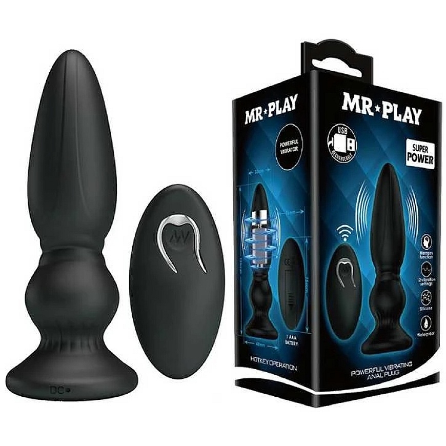 „Mr Play Strong“ vibruojantis įkraunamas analinis kamštelis, 12 cm, 12 režimų – 3
