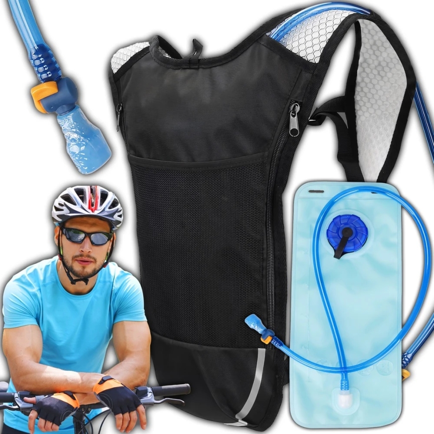 Seljakott Jalgrattaseljakott 2 l veereservuaariga, matkamiseks, kerge, must – 3