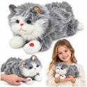 Lean Toys Pliušinis katinas su kniaukimo garsais, pilkas ir baltas, 40 × 18 × 16 cm Lean Toys Pliušinis katinas su kniaukimo garsais, pilkas ir baltas, 40 × 18 × 16 cm