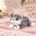 Lean Toys Plush Cat with Meowing Sounds, Gray and White, 40 × 18 × 16 cm Lean Toys Plush Cat with Meowing Sounds, Gray and White, 40 × 18 × 16 cm