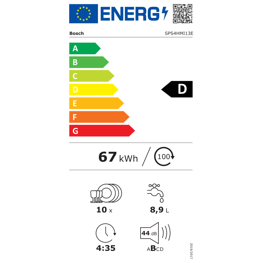 Bosch trauku mazgājamā mašīna | SPS4HMI13E | Brīvi stāvoša | Platums 45 cm |