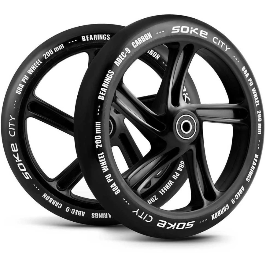 Soke 200 mm juodi miesto paspirtuko ratukai, 2 vnt