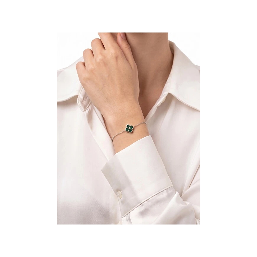 Brilio Silver Women's Silver Bracelet with Green Four-Leaf Clovers BRC255WG – 2
