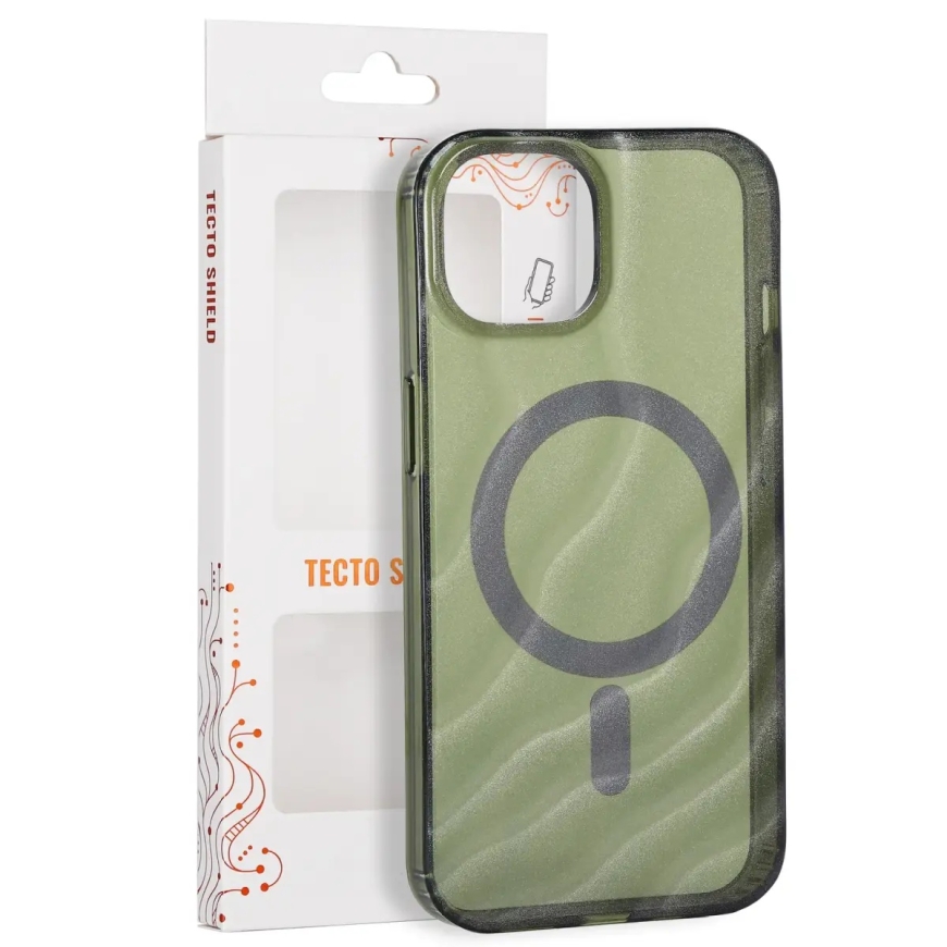 Tecto Shield Desert Mag -kotelo iPhone 13 / 14 6,1" tummanoliivinvihreä