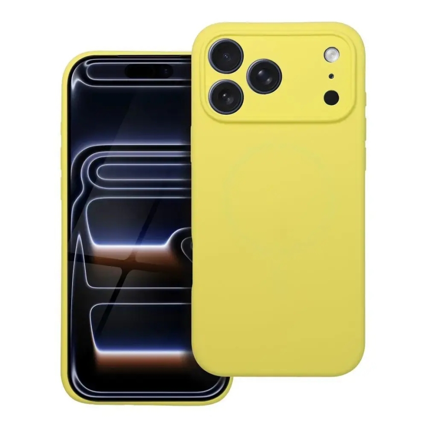 Silicone 2mm telefoni ümbris MagSafe toega iPhone 17 Pro kollane