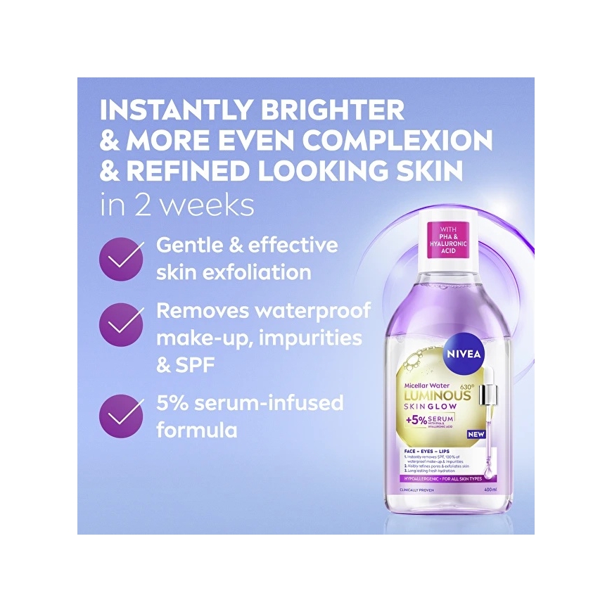 Nivea Luminous Skin Glow Micellar Vanduo 400 ml