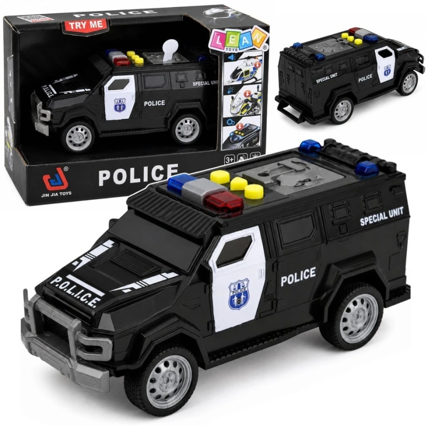 Lean Toys Игрушечная полиция специального назначения, черно-белая с эффектами света и звука, 15 × 6,5 × 6,5 см – 2