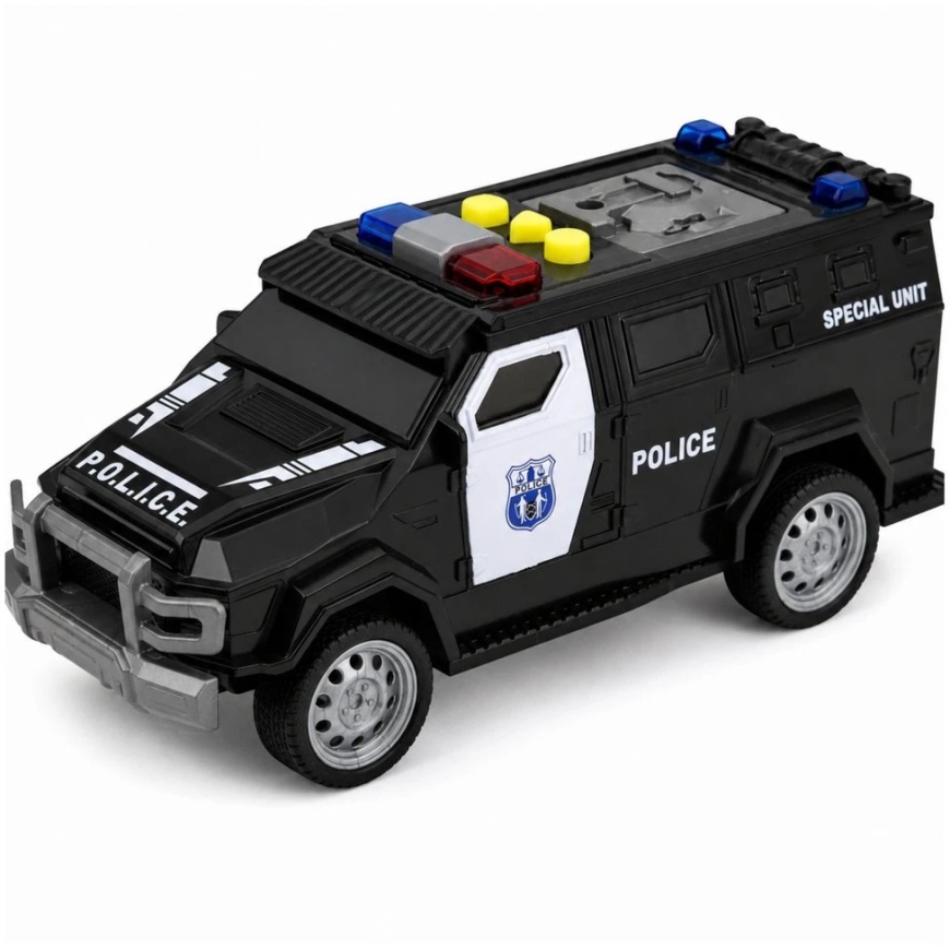 Lean Toys Lelupoliisiauto Erikoisjoukoilta, valo- ja ääniefekteillä, musta ja valkoista, 15 × 6,5 × 6,5 cm – 5