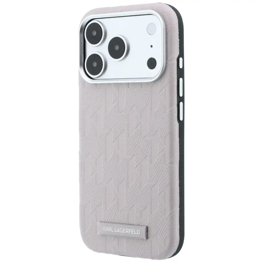 Karl Lagerfeld Grained Mono Resin Logo telefoni ümbris MagSafe toega iPhone 17 Pro Max | iPhone 18 Pro Max roosa – 2