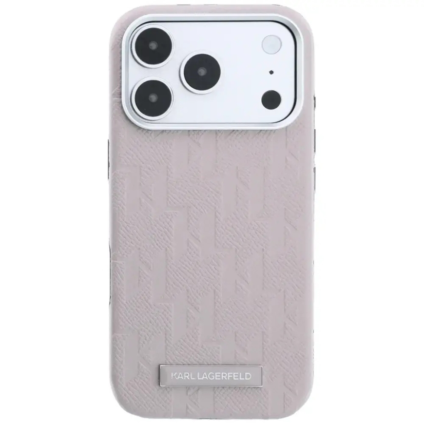 Karl Lagerfeld Grained Mono Resin Logo telefoni ümbris MagSafe toega iPhone 17 Pro Max | iPhone 18 Pro Max roosa – 3