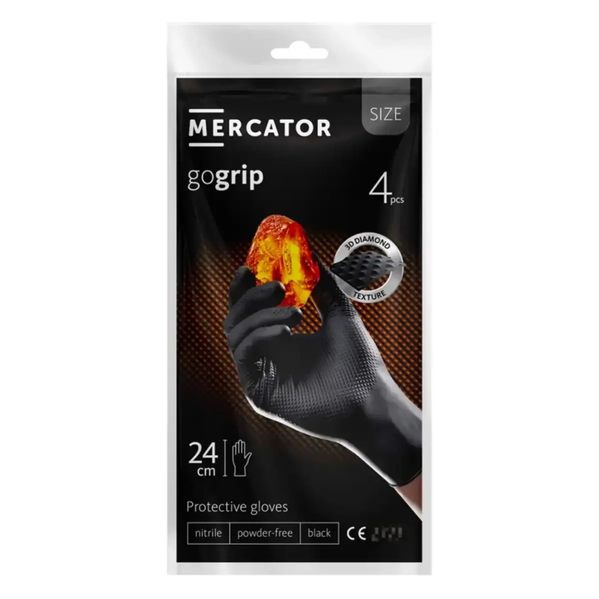 Mercator GoGrip MUSTA nitrilikäsineet 4 kpl koko XL
