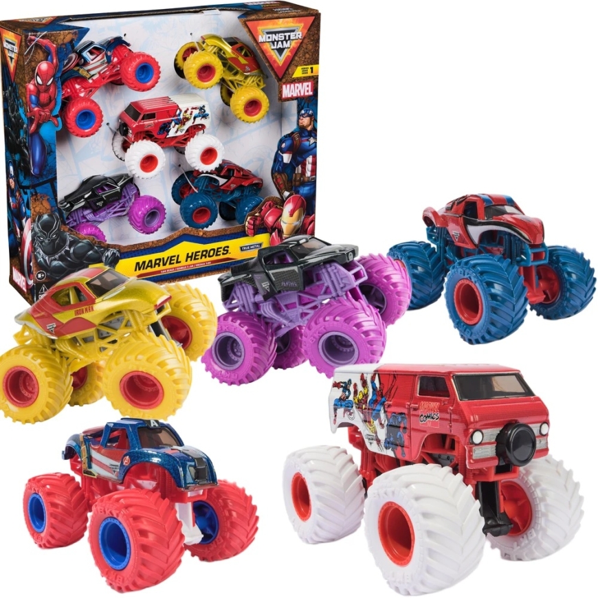 Monster Jam 5 набор транспортных средств Monster Truck Marvel Heroes 1:64