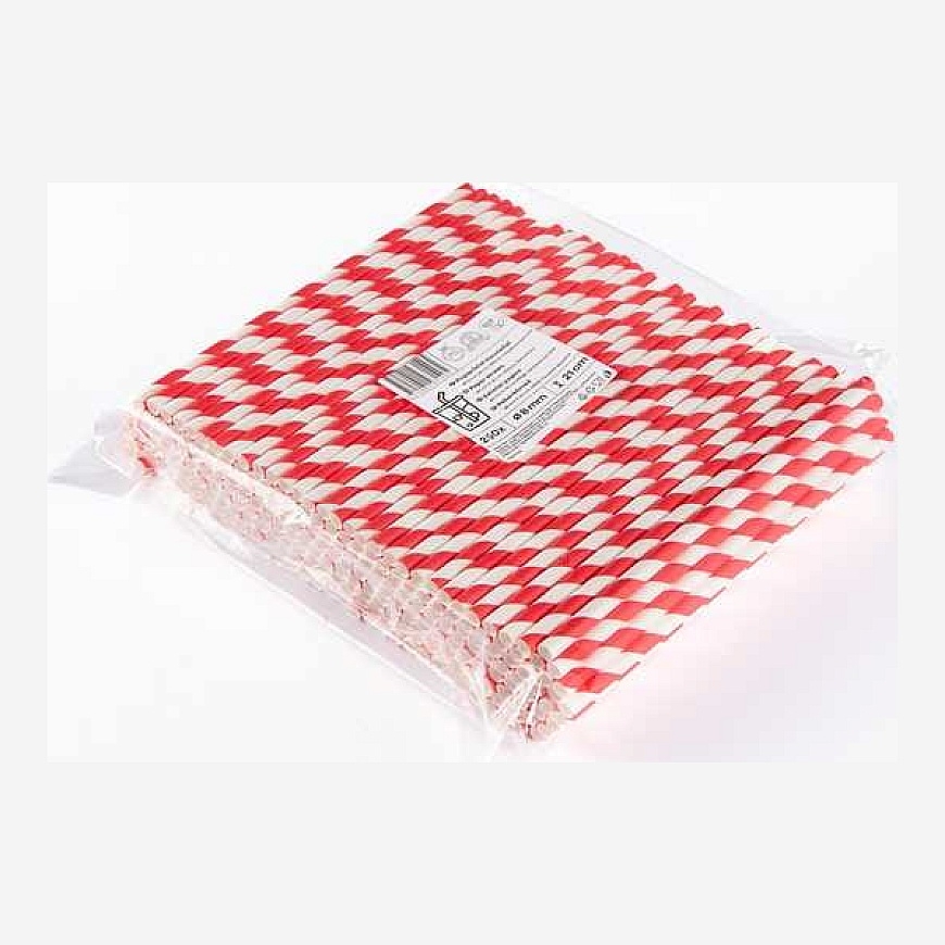 Live Paper Popieriniai šiaudeliai ZigZag, raudoni/dryžuoti, D 8 mm, L 21 cm, 250 vnt