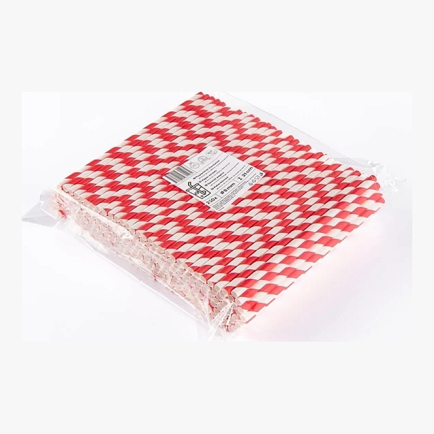 Live Paper Popieriniai šiaudeliai ZigZag, raudoni/dryžuoti, D 8 mm, L 21 cm, 250 vnt – 2
