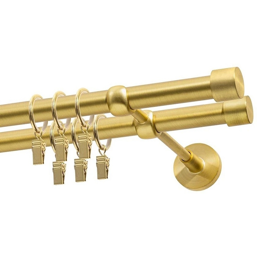 Decastyl Double Curtain Rod FI 19 MM SATIN BRASS 320 CM LUNA WITH WHEELS KOWALSKI