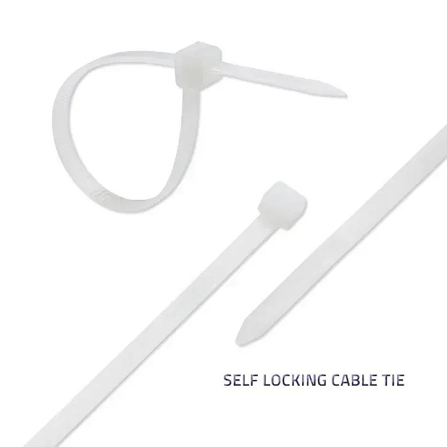 Qoltec Самозатягивающийся кабельный фиксатор | 7.2*300мм | 50 шт. | Nylon66 | УФ | Белый – 4