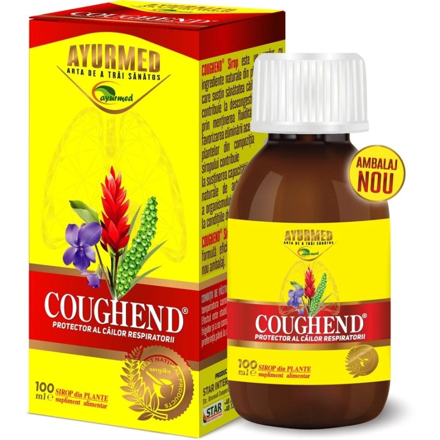 Tzmo Ayurmed, Coughend, с сахаром, от сухого кашля, сироп, 100 мл, унисекс – 2
