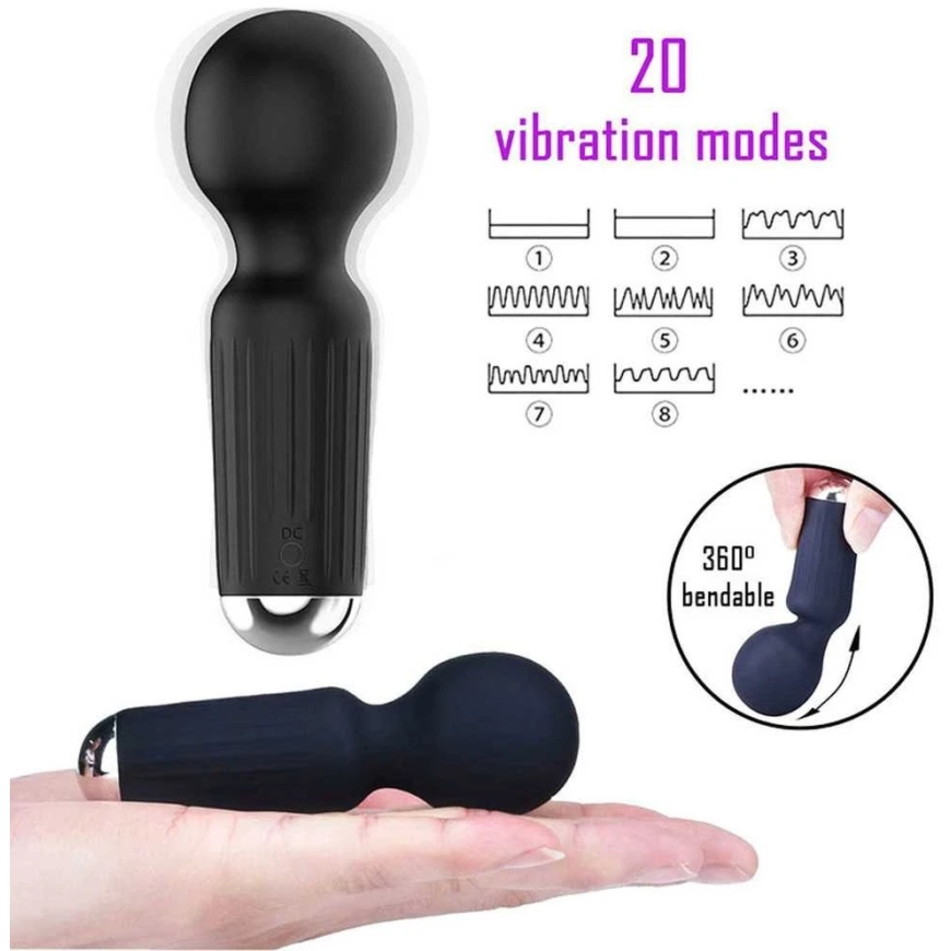 B Series Magic Stimulator Rechargeable Mini Massager USB 20 Functions - Black – 5
