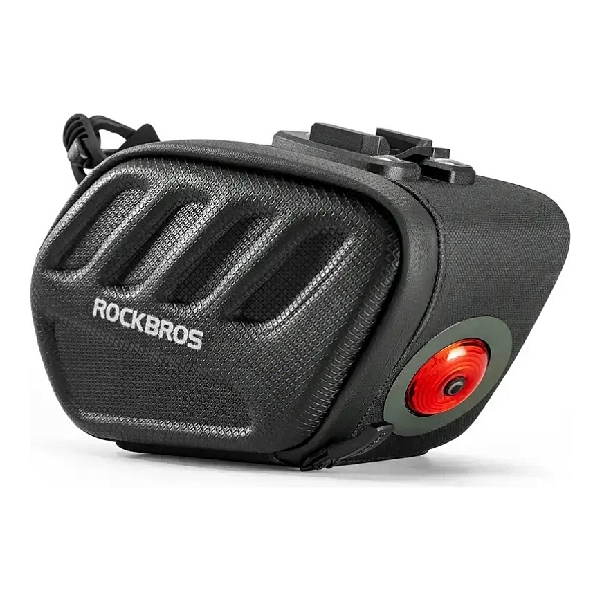Велосумка Rockbros C61 подсидельная с интеллектуальным задним фонарем 0,45 л - черная – 2