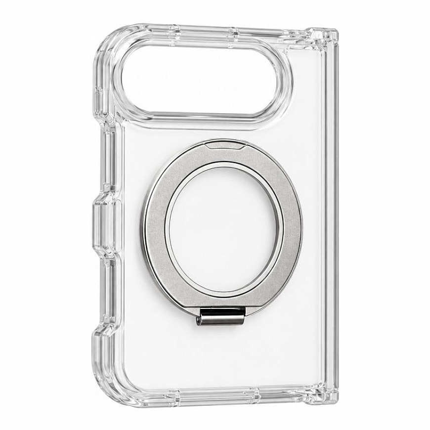 Чехол Apple iPhone Duo Hybrid с MagSafe, PC+TPU, 360 градусов, металлическая подставка, прозрачный