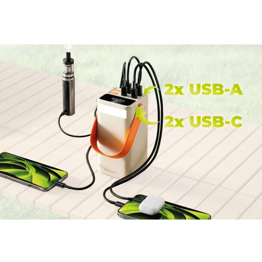 Mobile Origin PowerBank 65W PD 50000mAh LCD Display & Flashlight PB18 - 2x USB-C + 2x USB-A – 5