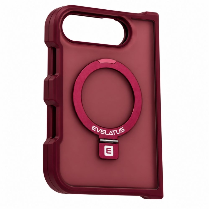 Apple iPhone Duo Shield dėklas su MagSafe ir stoveliu, matinė žiedas, bordo