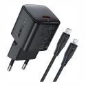 Зарядное устройство Acefast A117 20W GaN USB-C + кабель USB-C на Lightning 1,2 м черный