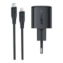 Acefast A117 20W GaN USB-C lādētājs + USB-C uz Lightning 1,2 m kabelis melns Acefast A117 20W GaN USB-C lādētājs + USB-C uz Lightning 1,2 m kabelis melns